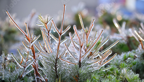 ice covered plants after cold rain