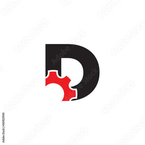 Bold Initial Letter D With Gear Logo Design