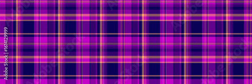 Multicultural tartan check vector, panel background seamless pattern. Ornamental textile texture plaid fabric in purple and indigo colors.
