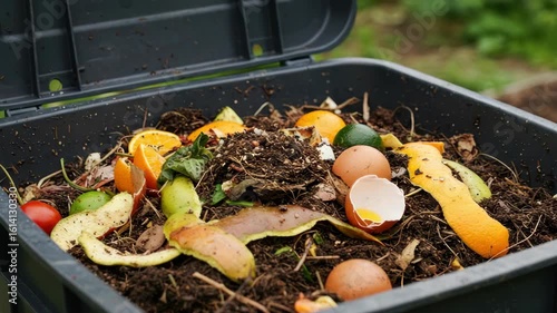 Compost bin full of food scraps