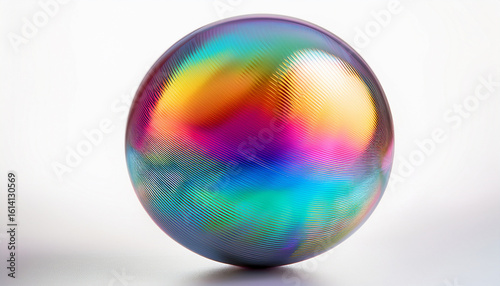 iridescent sphere isolated on white background for graphic design product visualization and abstract art