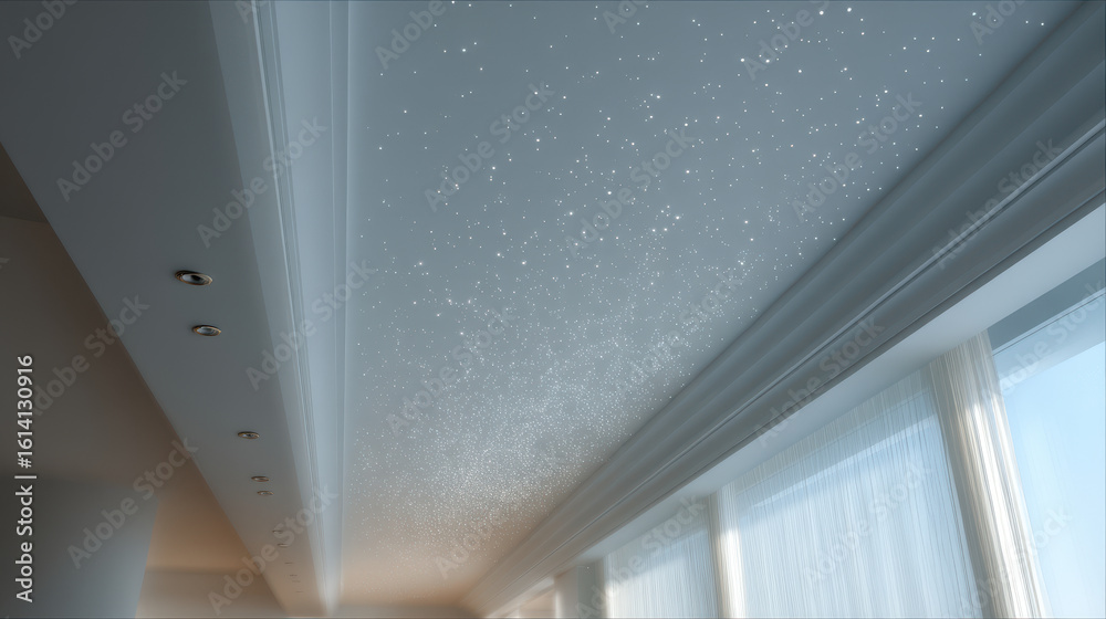 Obraz premium modern room featuring ultrabright ceiling that projects stunning night sky in realtime