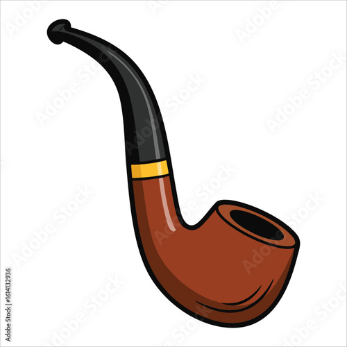 Vintage wooden smoking pipe icon isolated on white, flat vector illustration perfect for old man accessories, tobacco themes or detective style