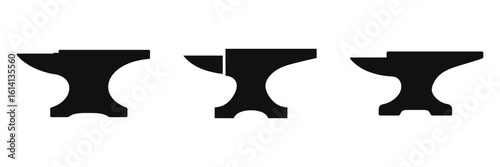 Anvil Icon Set – Vector Silhouette Collection for Blacksmith, Metalworking, Forging, Workshop, Industrial, Vintage, Retro, Black and White, SVG, PNG, Editable Clip art for DIY, Craft Projects