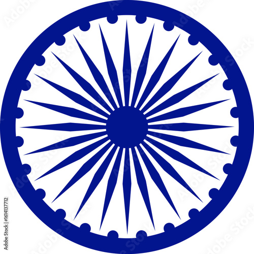 Ashoka Chakra. अशोक चक्र. Indian Flag Wheel Symbol Vector Illustration. A symbol of righteousness, justice, and progress. 
