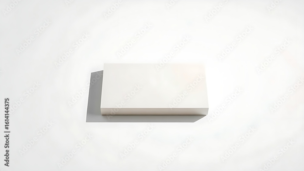 Minimalist white rectangular object on pure white surface, showcasing clean modern design. Minimalist white rectangular object on pure white surface, showcasing clean modern design.