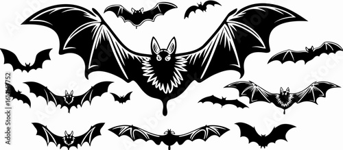 Flying Bats Halloween Illustration Graphic