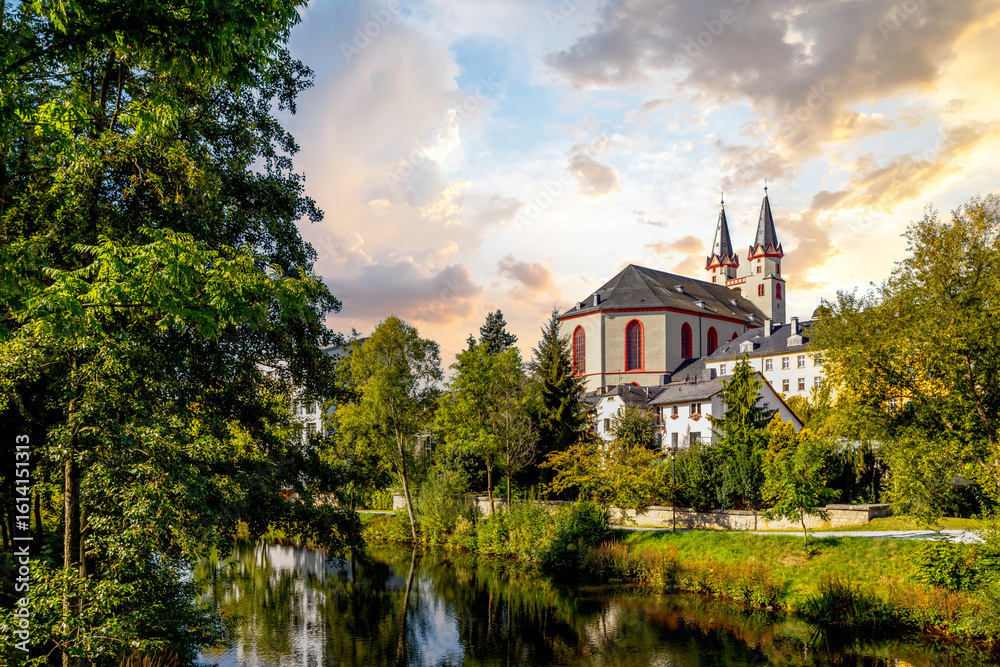 Fototapeta premium Blick auf Hof, Bayern, Deutschland 
