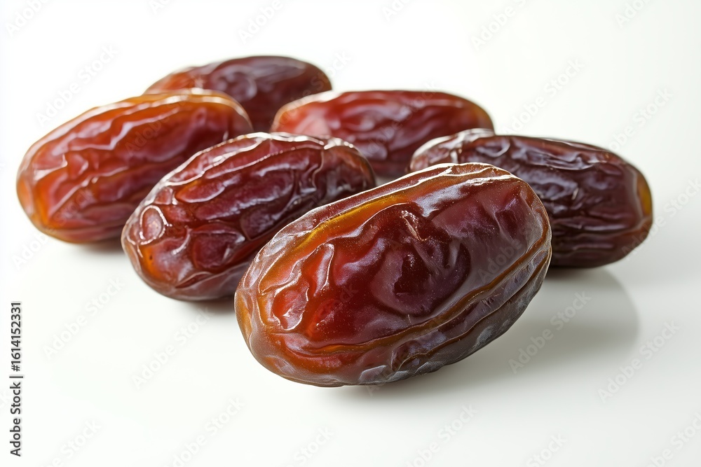 Soft medjool dates arranged neatly on a white background highlighting their rich texture and natural sweetness Soft medjool dates arranged neatly on a white background highlighting their rich texture and natural sweetness