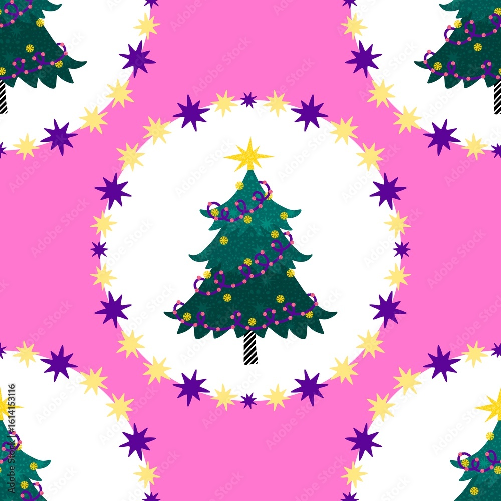 Christmas tree seamless winter pattern for wrapping paper and fabrics Christmas tree seamless winter pattern for wrapping paper and fabrics