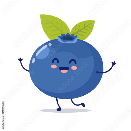 Happy Dancing Blueberry Character Isolated on a Transparent Background