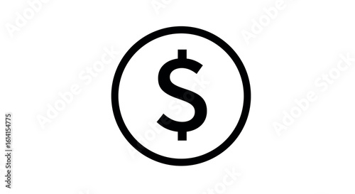 Minimalist black dollar symbol on white background