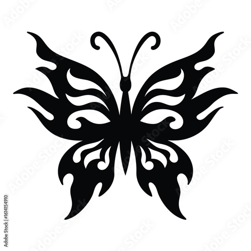 Decorative Butterfly Line Art – Tribal-Inspired Monochrome Illustration