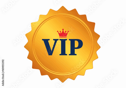 Shining golden VIP badge symbolizing exclusive premium membership and special access, an emblem of distinguished quality and important privileges.