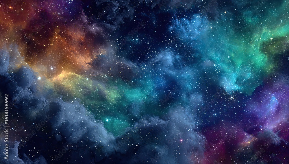 Fototapeta premium Colorful Nebula Space Background, Cosmic Cloudscape, Starry Night, Galaxy, Universe Exploration