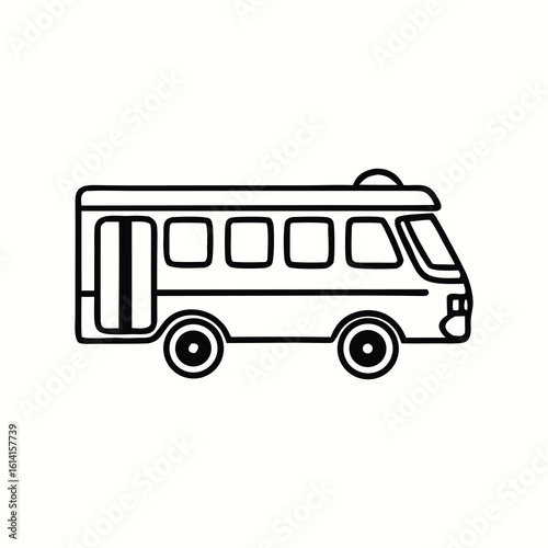 vector bus, vector school bus, transportation, vehicle line art bus, black & white bus.