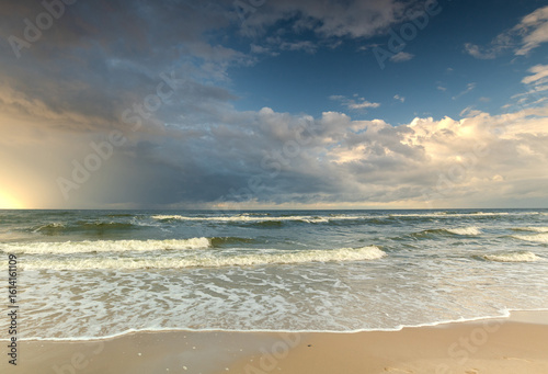 Fototapeta Naklejka Na Ścianę i Meble -  Natural landscape from the sea on a cloudy windy day.