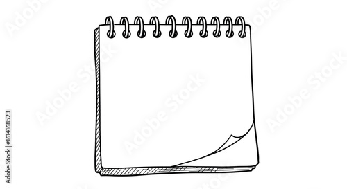 Spiral notepad with curl pages in sketch style for creative designs