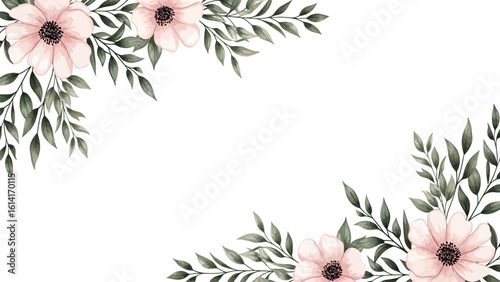 Delicate Floral Corner of Pink Blooms and Lush Greenery for Elegant Designs