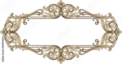 Elegant Vintage Ornamental Frame Border with Ornate Scrollwork and Flourishes, Ideal for Decorative Design