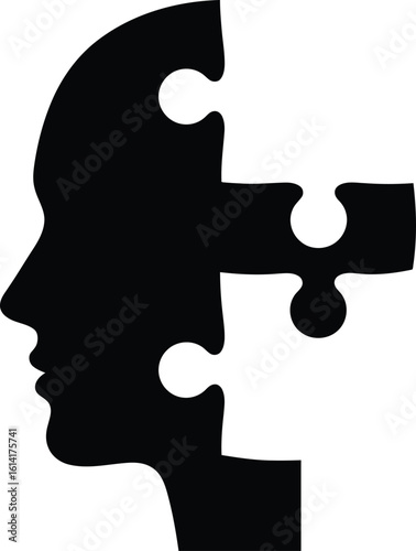 Abstract Puzzle Face: Connection Concept