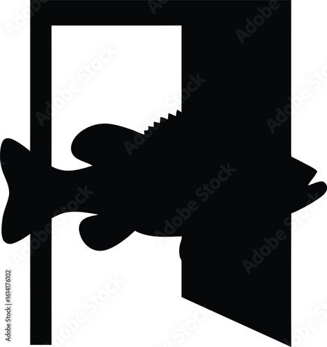 Surreal Fish Silhouette Through Floating Doorway Vector