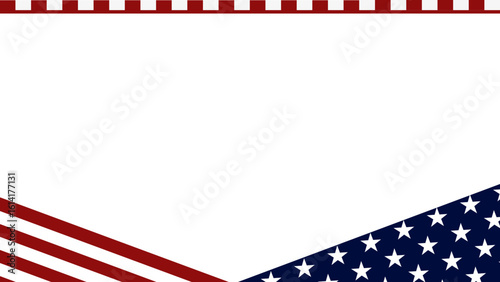 American flag-themed border design featuring red and white stripes, and blue with white stars. A patriotic layout suitable for presentations, invitations, or social media posts.
