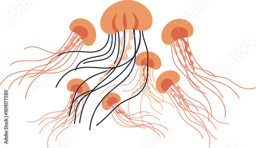 Minimalist Flat Vector Jellyfish Abstract Design