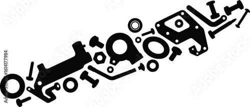 Minimal Vector Abstract Layout of Mechanical Parts Silhouette