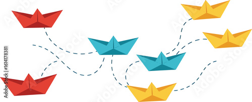 Minimalist Paper Boats in Symbolic Layout