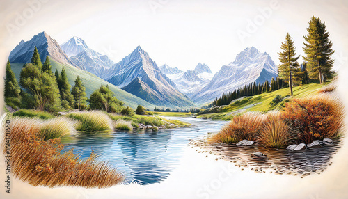 nature themed sketches showcasing elements like plants water and mountains exploring the beauty of natural forms and landscapes