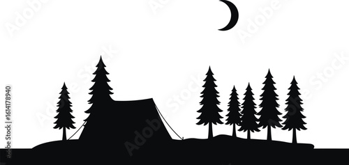 Minimalist Camping Silhouette Vector