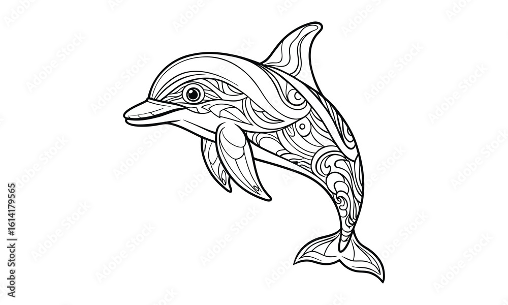 Fototapeta premium Dolphin t shirt design silhouette and vector line art Elegant Dolphin Line Art for Beachwear, Posters, and Creative Projects