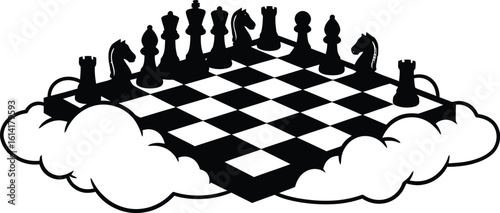Surreal Chessboard Cloud: Logic vs. Dream Silhouette