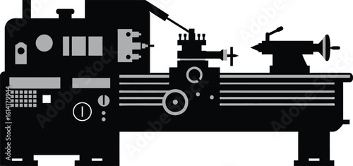 Lathe Machine Silhouette Vector Icon