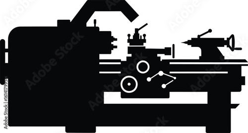Minimalist Lathe Machine Silhouette Vector Icon