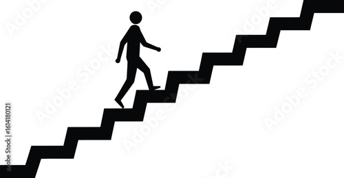 Person Ascending DNA Staircase: Evolution and Growth Concept