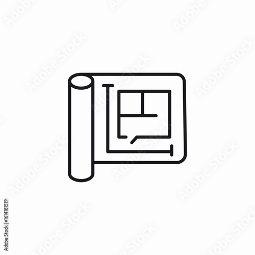 architecture paper plan icon sign vector