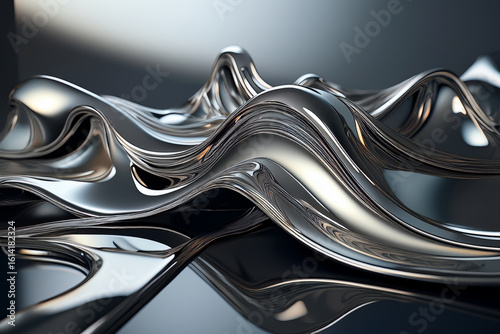 Abstract 3D Liquid Metal Wave Background