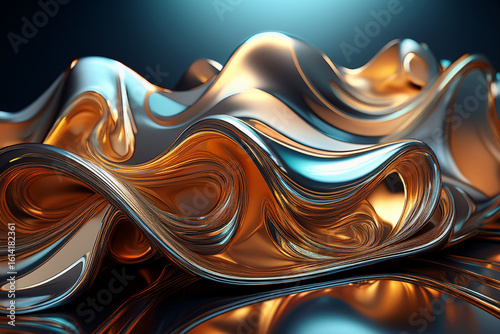 Futuristic Molten Gold and Chrome Fluid Wallpaper