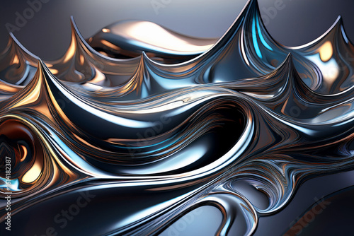 Abstract 3D Liquid Metal Wave Background