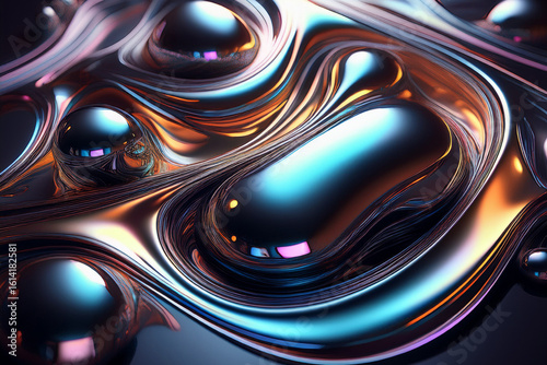 Abstract 3D Brushed Liquid Metal Background