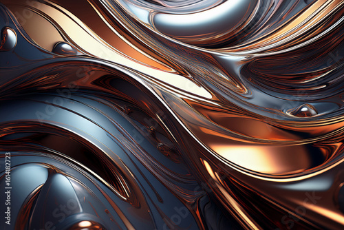 Abstract 3D Brushed Liquid Metal Background