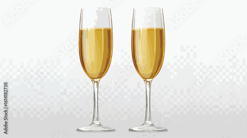 Elegant Champagne Flutes on Transparent Background