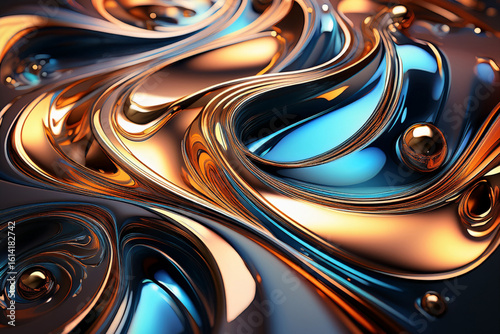 Futuristic Molten Gold and Chrome Fluid Wallpaper