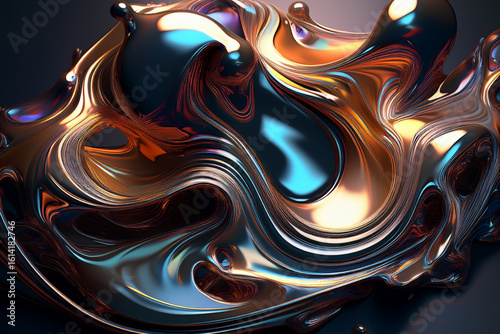 Futuristic Molten Gold and Chrome Fluid Wallpaper