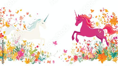 Enchanting Unicorn Floral Background Design