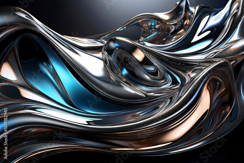 Abstract 3D Liquid Metal Wave Background