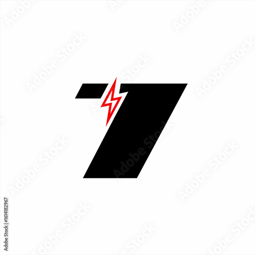 Number 7 logo design with lightning symbol.