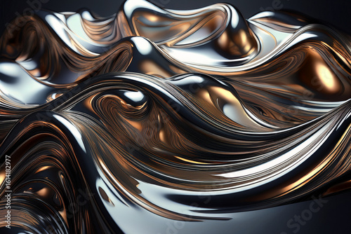 Abstract 3D Brushed Liquid Metal Background